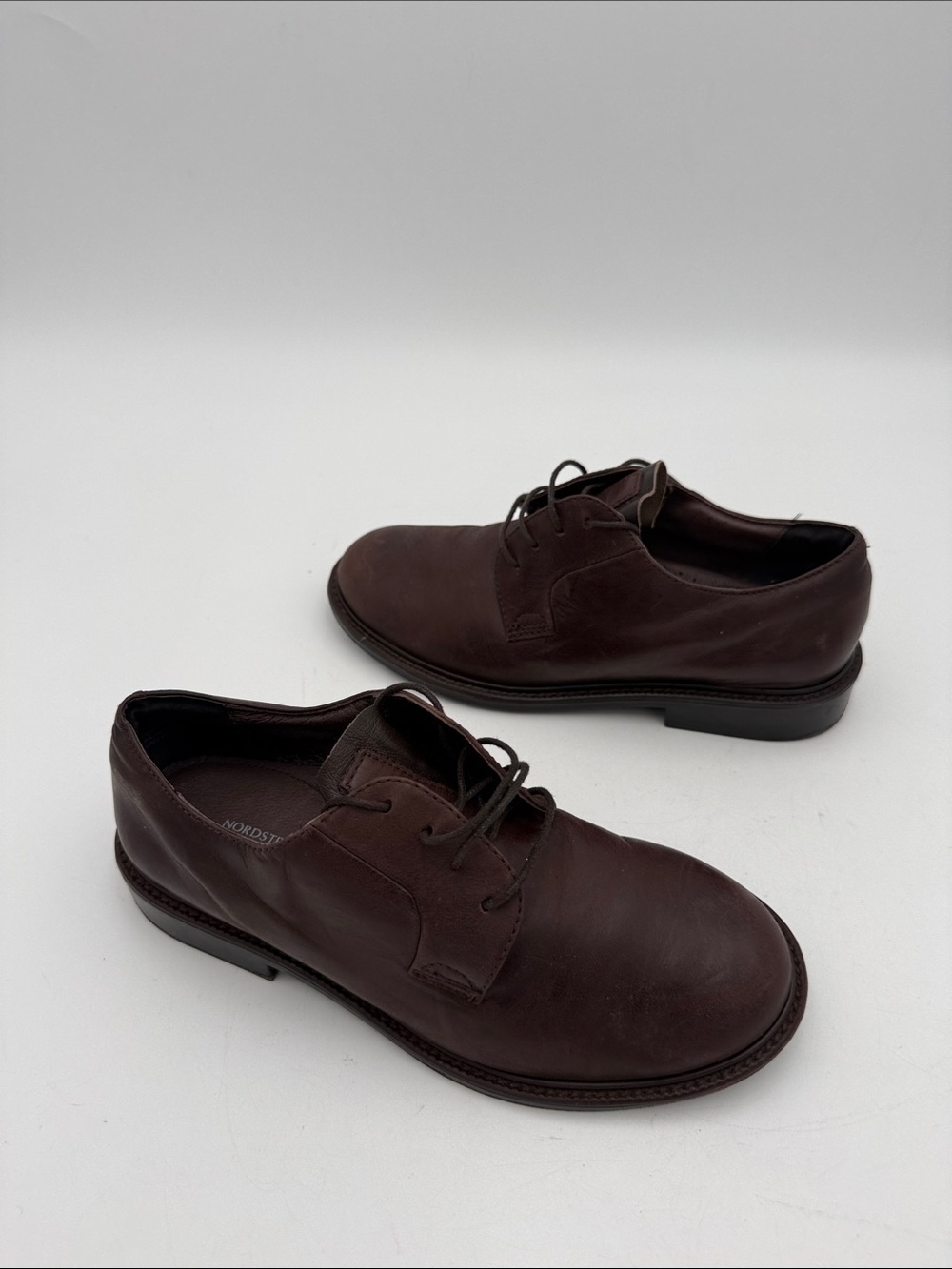 Nordstrom Dark Brown Leather Derby Shoes boys 5M casual school retro comfort